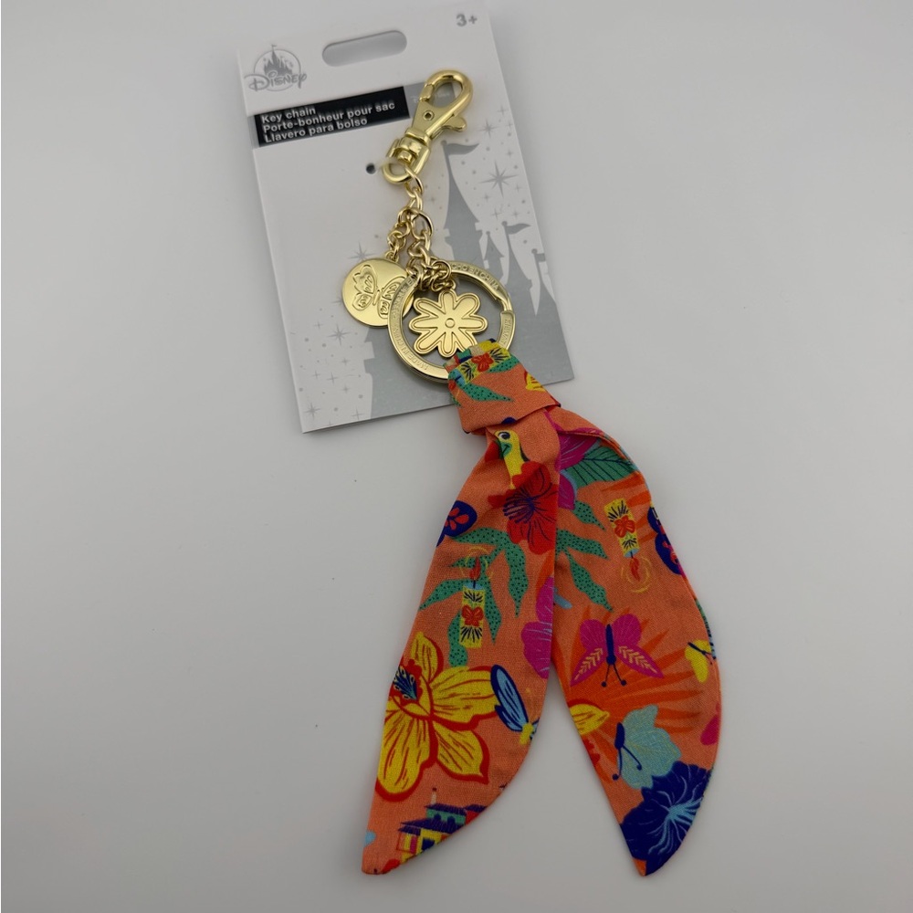 Disney Encanto Orange Floral Scarf Keychain with Gold Charms